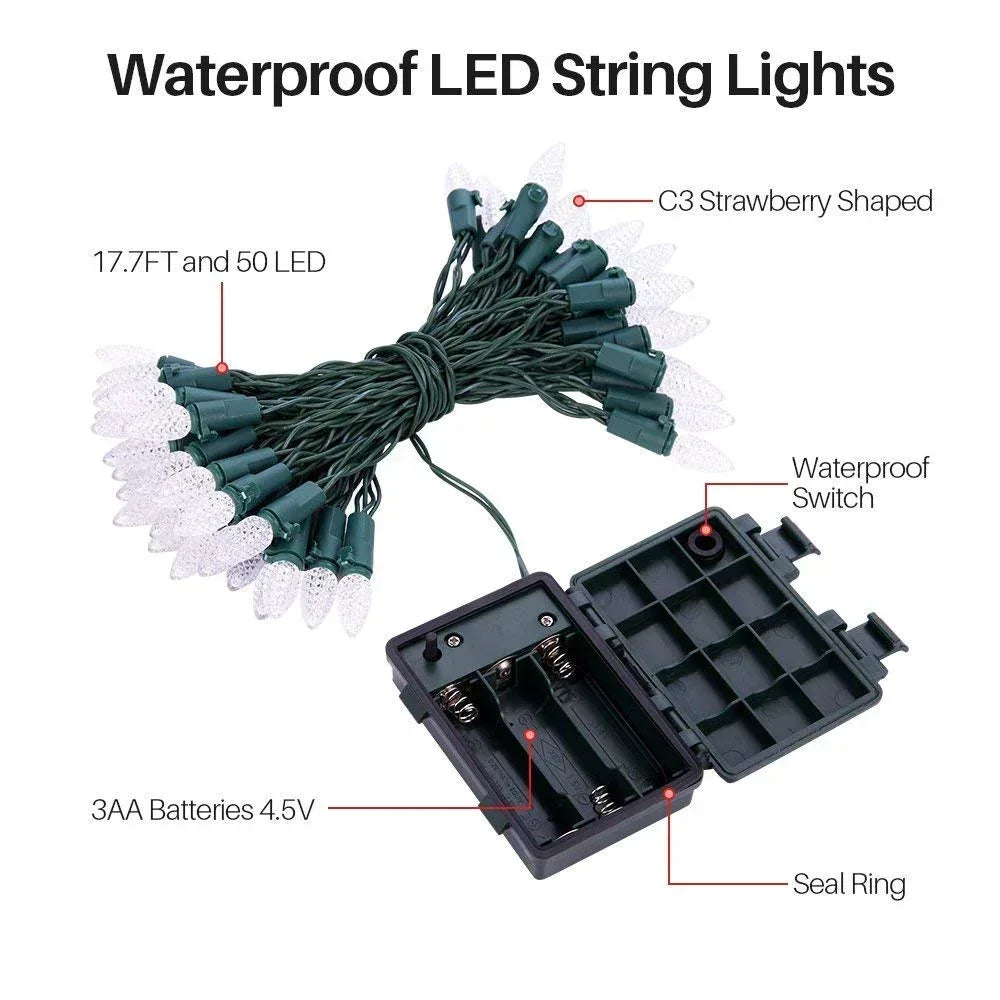 Loende Christmas Lights, 18FT 50 LED C3 Battery Operated String Lights for Indoor Outdoor Multicolor
