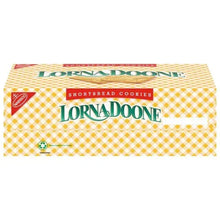 Shortbread cookie package with Lorna Doone logo and gingham pattern
