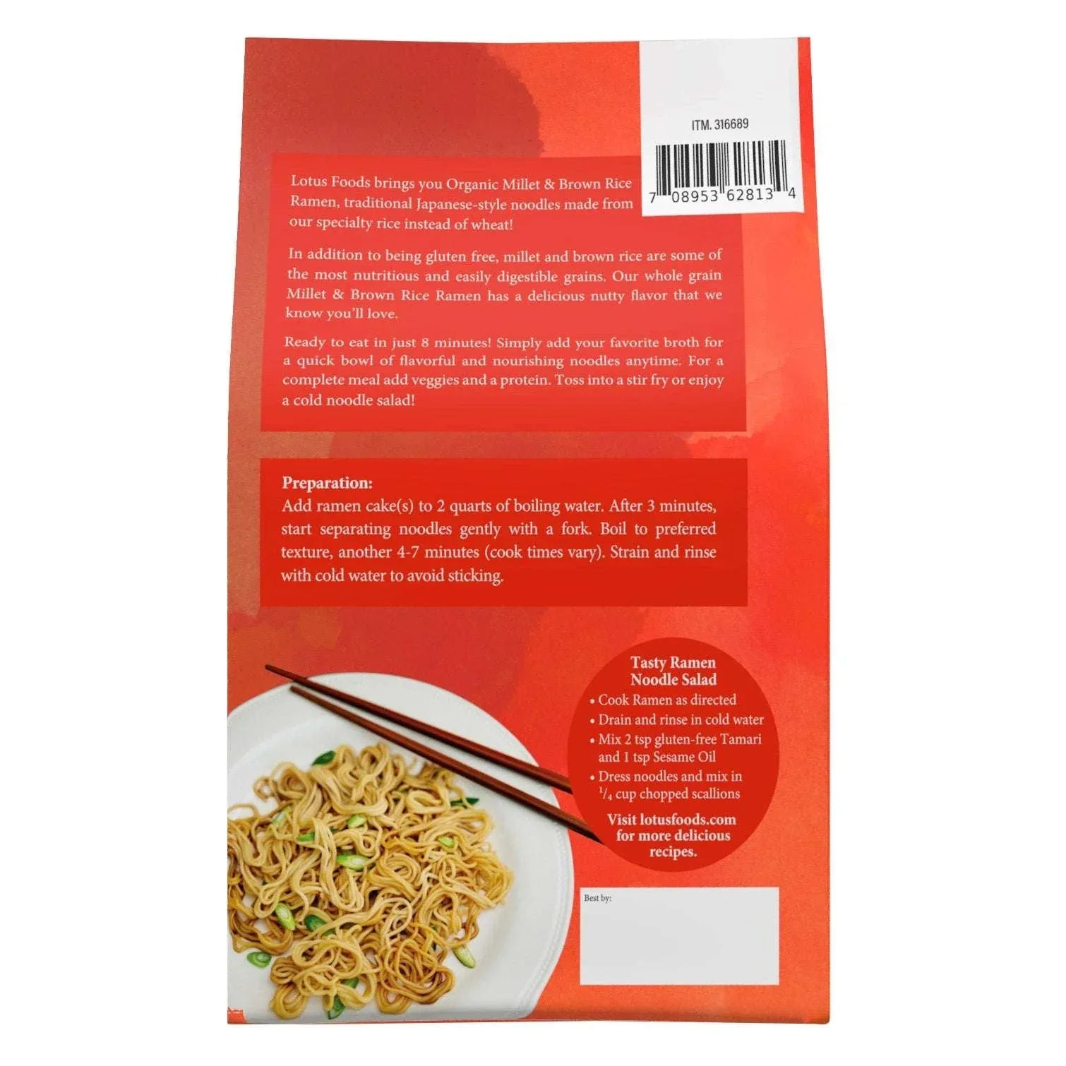 Lotus Foods, Organic Millet & Brown Rice Ramen, 2.5 oz, 12-Count - USA MEGA SHOP