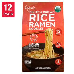 Lotus Foods, Organic Millet & Brown Rice Ramen, 2.5 oz, 12-Count - USA MEGA SHOP