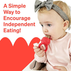 Love Noobs Baby Fruit Feeder, BPA-Free Baby Fruit Feeder & Teether Set, 4 Extra Teats, Red