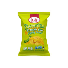 Front of lightly salted plantain chips bag with plantain graphics