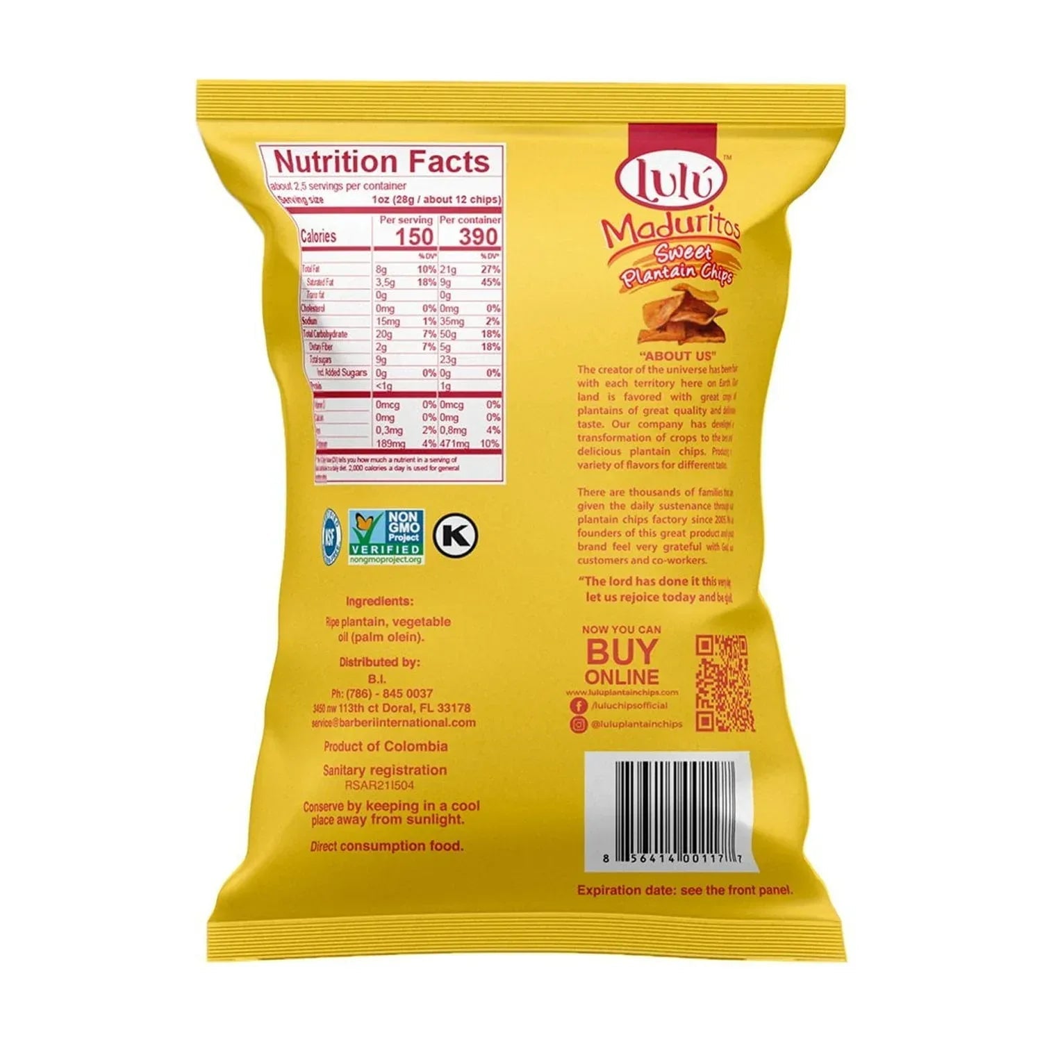 Lulu Platanitos Sweet Plantain Chips, 2.5 oz., 30 pk.