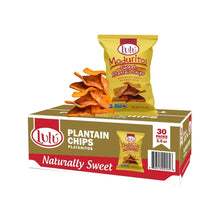 Sweet plantain chips multipack box, Lulu brand with 30 packs, yellow pouch