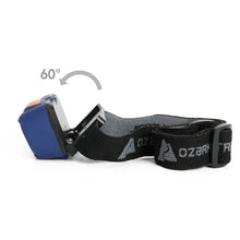 Blue LED headlamp with adjustable light head tilted up to 60°