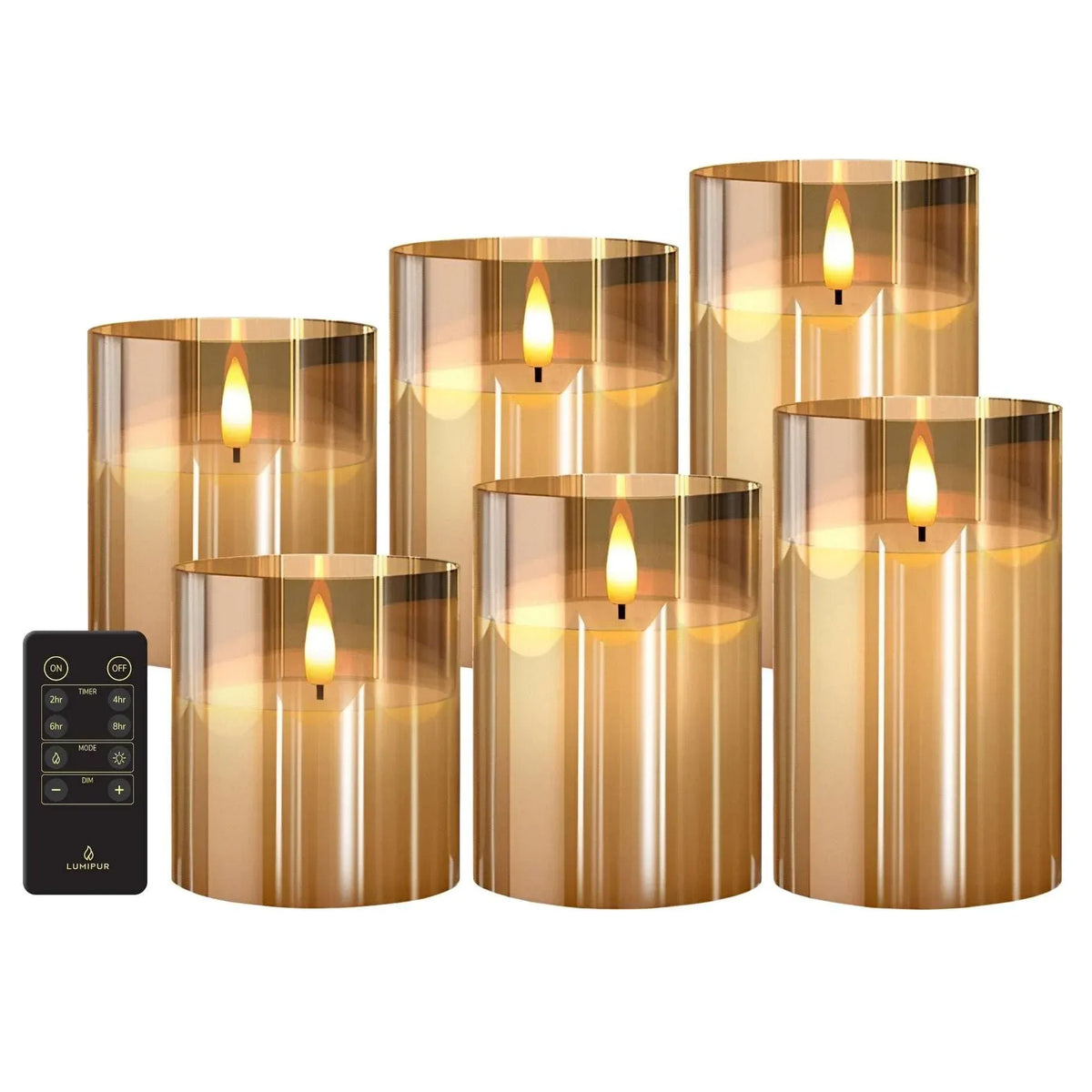LumiPur 6-piece Flameless LED Candles Design Series Glass with Remote - USA MEGA SHOP