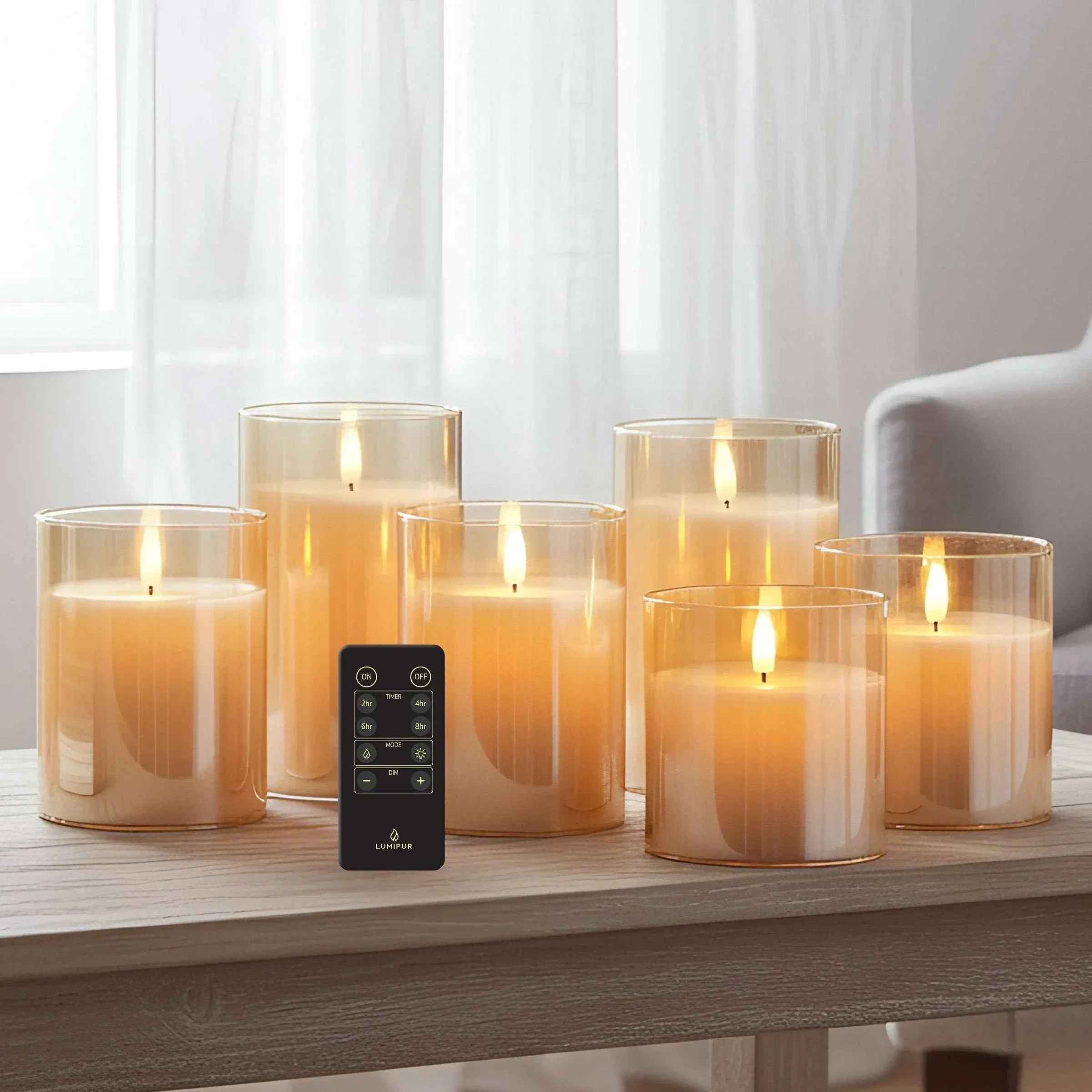 LumiPur 6-piece Flameless LED Candles Design Series Glass with Remote - USA MEGA SHOP