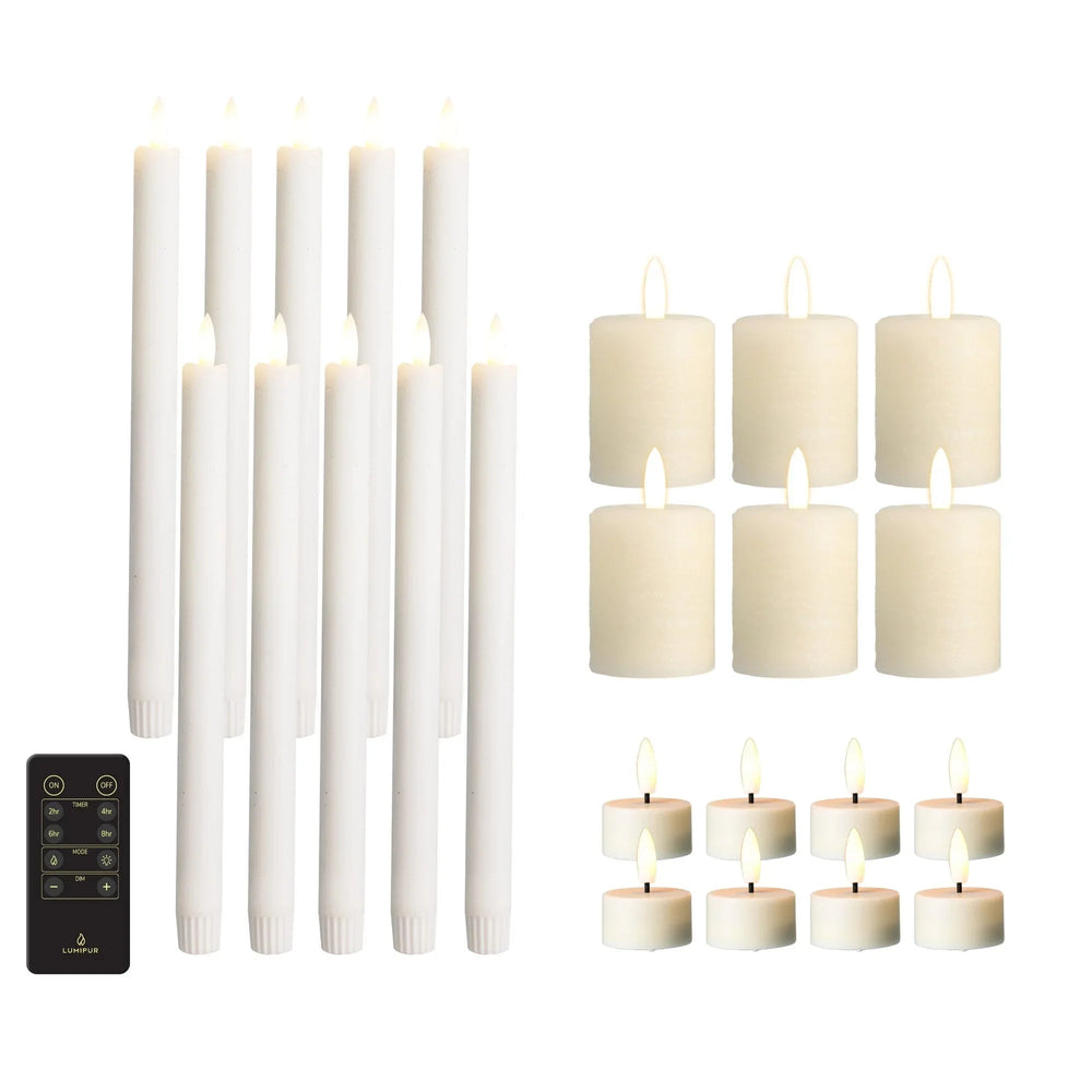 LumiPur Signature 25-Piece Flameless LED Candles Centerpiece Collection with Remote - USA MEGA SHOP