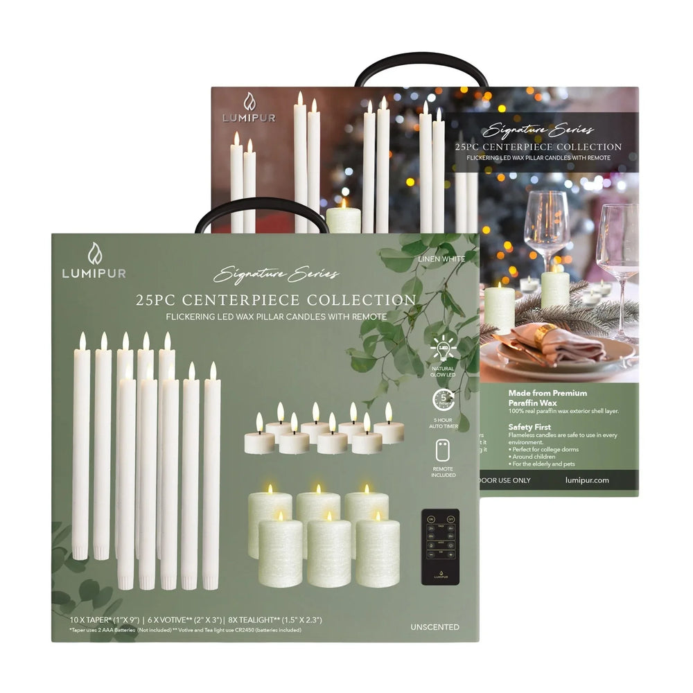 LumiPur Signature 25-Piece Flameless LED Candles Centerpiece Collection with Remote - USA MEGA SHOP