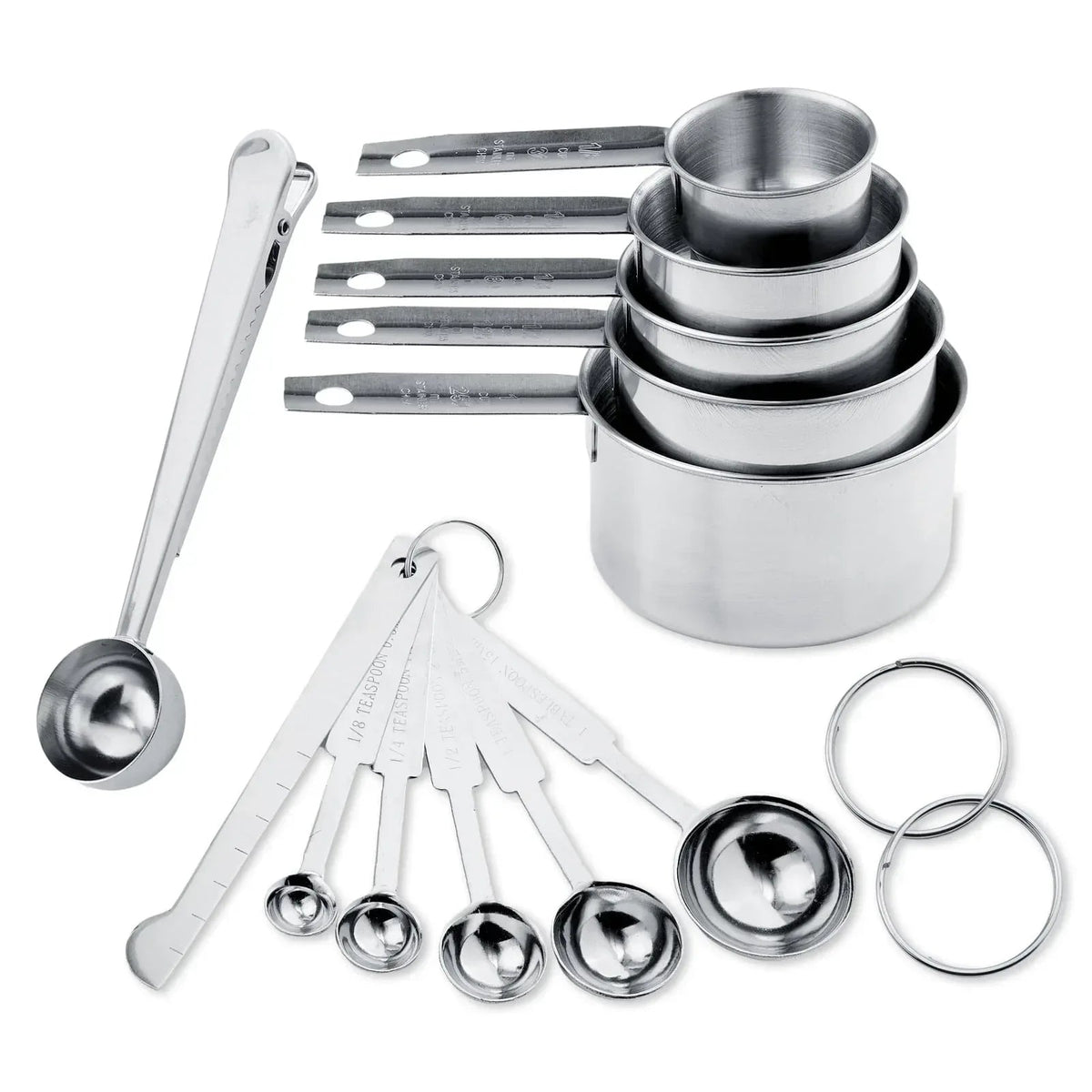 Lumikrypt 12 Pieces Stainless Steel Measuring Cups & Spoons Set, Stackable Nesting Design for Dry Liquid Ingredients, Kitchen Measuring Set Cooking Baking Tools