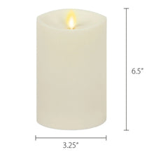 Cream LED candle with flickering flame, 3.25 in diameter, 6.5 in height
