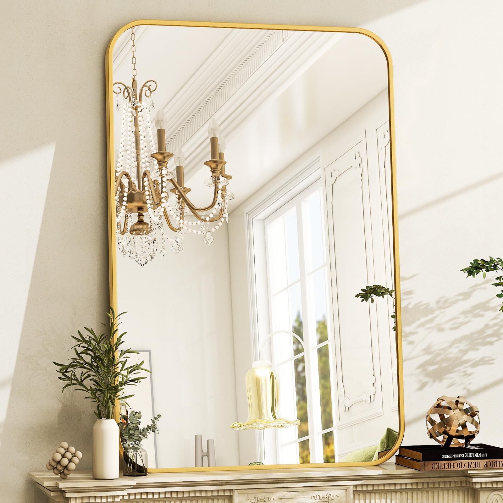 Lumora 28"x20.2" Bathroom Mirror with Round Edge Wall- Mounted Mirror, Black