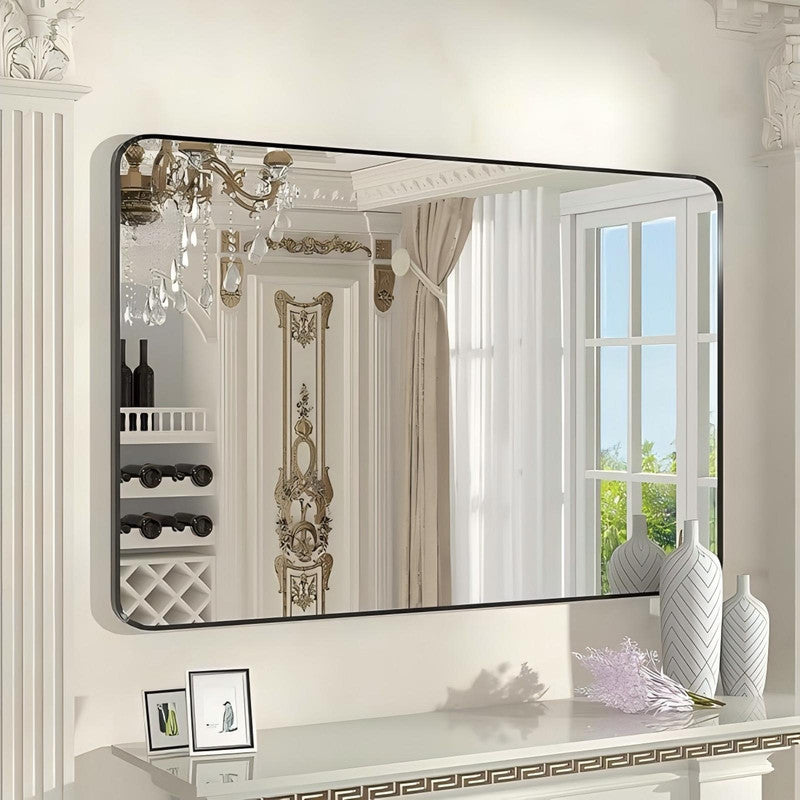 Lumora 28"x20.2" Bathroom Mirror with Round Edge Wall- Mounted Mirror, Black