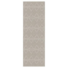 Lyon runner rug by Baldosa in light beige with repeating geometric triangle pattern