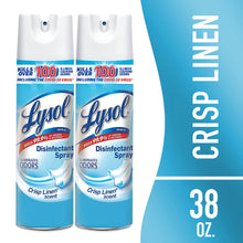 Lysol disinfectant spray 2-pack cans, crisp linen scent, 38 oz