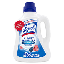 Lysol laundry sanitizer bottle, crisp linen scent, 0% bleach, 90 fl oz