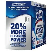 Lysol Advanced Power clinging gel toilet bowl cleaner, 4-pack box panel with 20% more