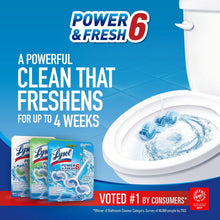 Toilet bowl with Lysol Power & Fresh gel cleaner and 4 weeks freshness badge