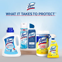 Assorted Lysol cleaning products lineup on a tray, including toilet cleaner