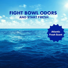 Atlantic Fresh scent Lysol toilet bowl cleaner shown as ocean-themed badge