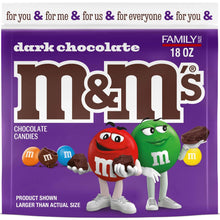 M&M's dark chocolate candy bag, 18 oz family size with character graphics