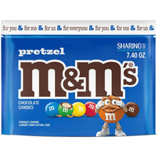 Sharing-size pretzel chocolate candy bag with blue M&M's branding and mascot