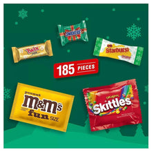 Candy assortment pieces display with 185 pieces label and assorted candy packs