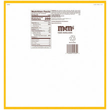 Peanut chocolate candy package back panel with nutrition facts and barcode