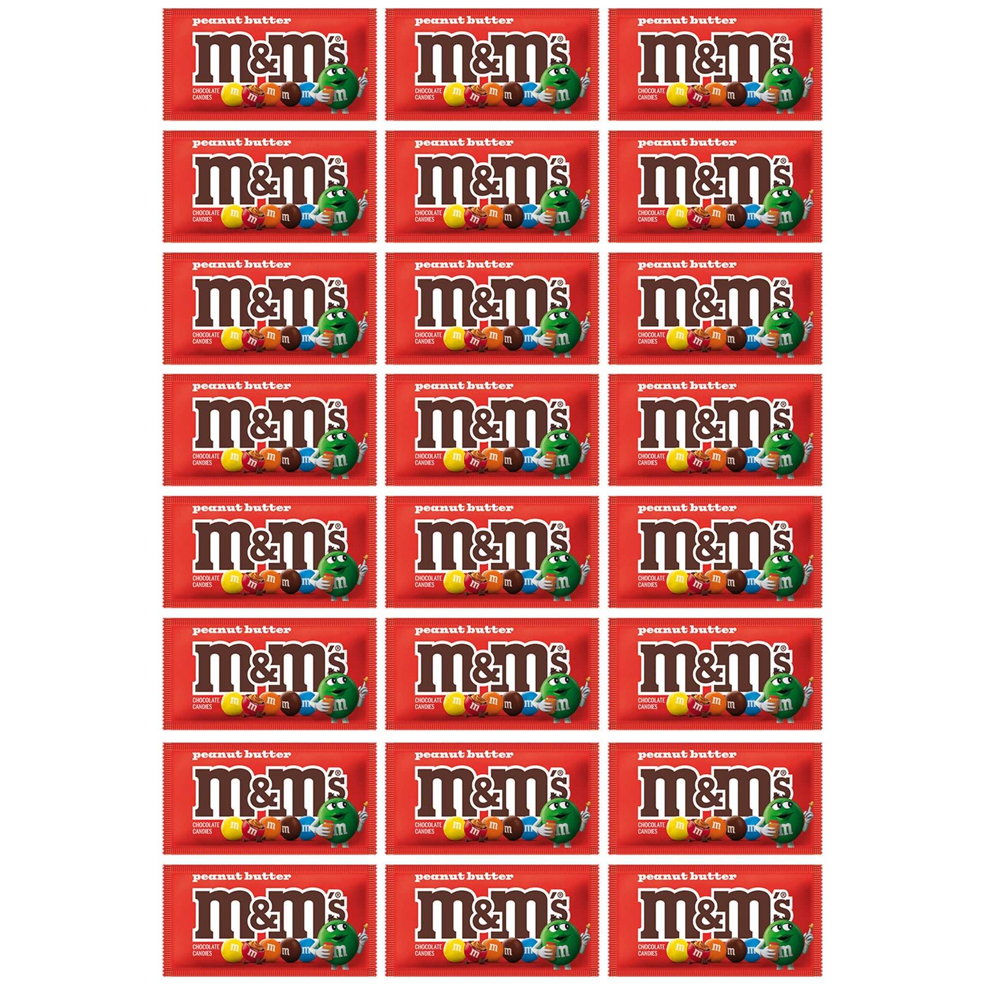M&M's Chocolate Candy, Peanut Butter, Full Size 1.63 oz, 24-count