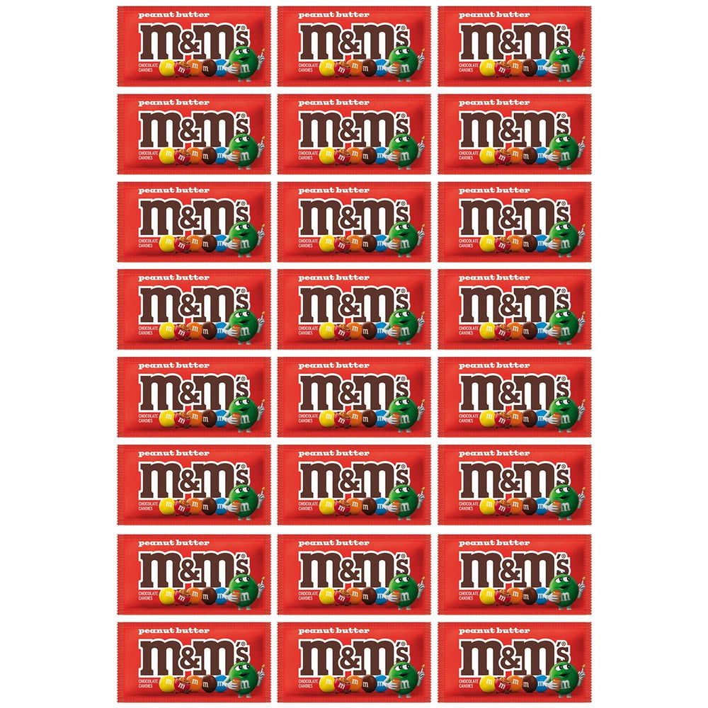 M&M's Chocolate Candy, Peanut Butter, Full Size 1.63 oz, 24-count