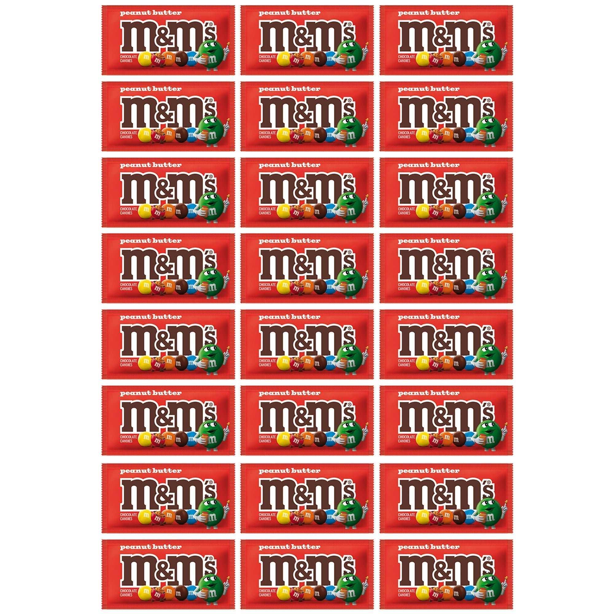 M&M's Chocolate Candy, Peanut Butter, Full Size 1.63 oz, 24-count