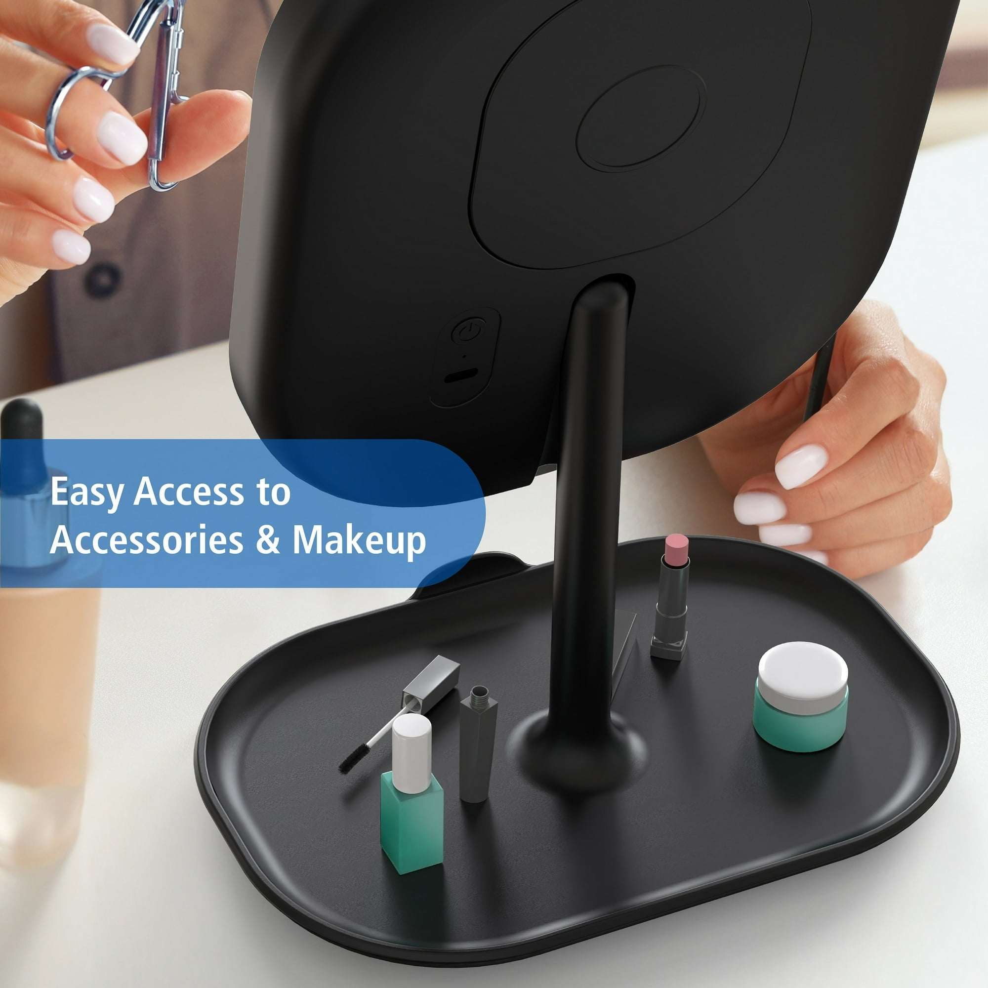 Mainstays LED Makeup Mirror, Rechargeable Vanity Mirror with Lights and Storage Tray Base