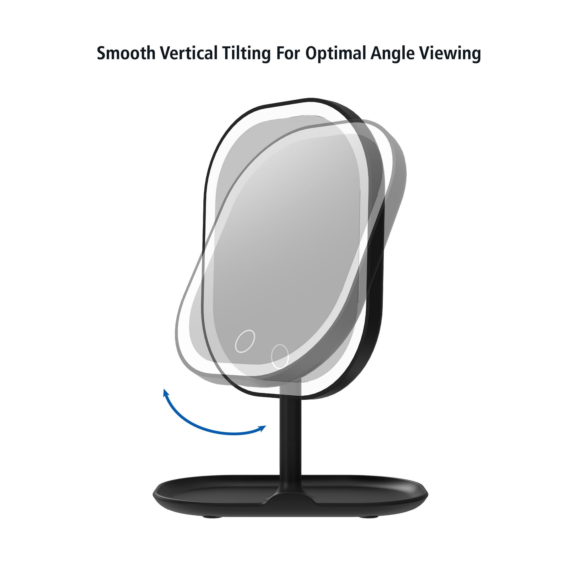 Mainstays LED Makeup Mirror, Rechargeable Vanity Mirror with Lights and Storage Tray Base