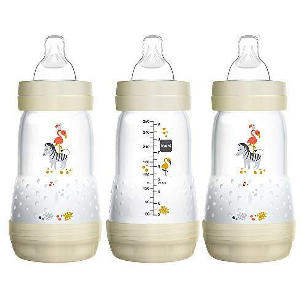 MAM Easy Start Anti-Colic Bottle 9 oz (3-Count), Baby Essentials, Medium Flow Bottles with Silicone Nipple, Unisex