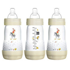 MAM Easy Start Anti-Colic Bottle 9 oz (3-Count), Baby Essentials, Medium Flow Bottles with Silicone Nipple, Unisex
