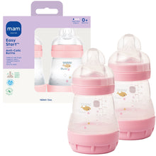 2-pack anti-colic baby bottles, 5 oz, pink collars with girl prints