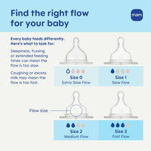 Clear 9 oz anti-colic baby bottle with beige base and teardrop nipple, MAM Easy Start