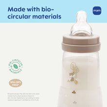 9 oz anti-colic baby bottle with clear body and beige collar, MAM Easy Start