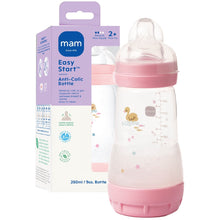 9 oz anti-colic baby bottle with pink lid and clear teardrop nipple, MAM Easy Start