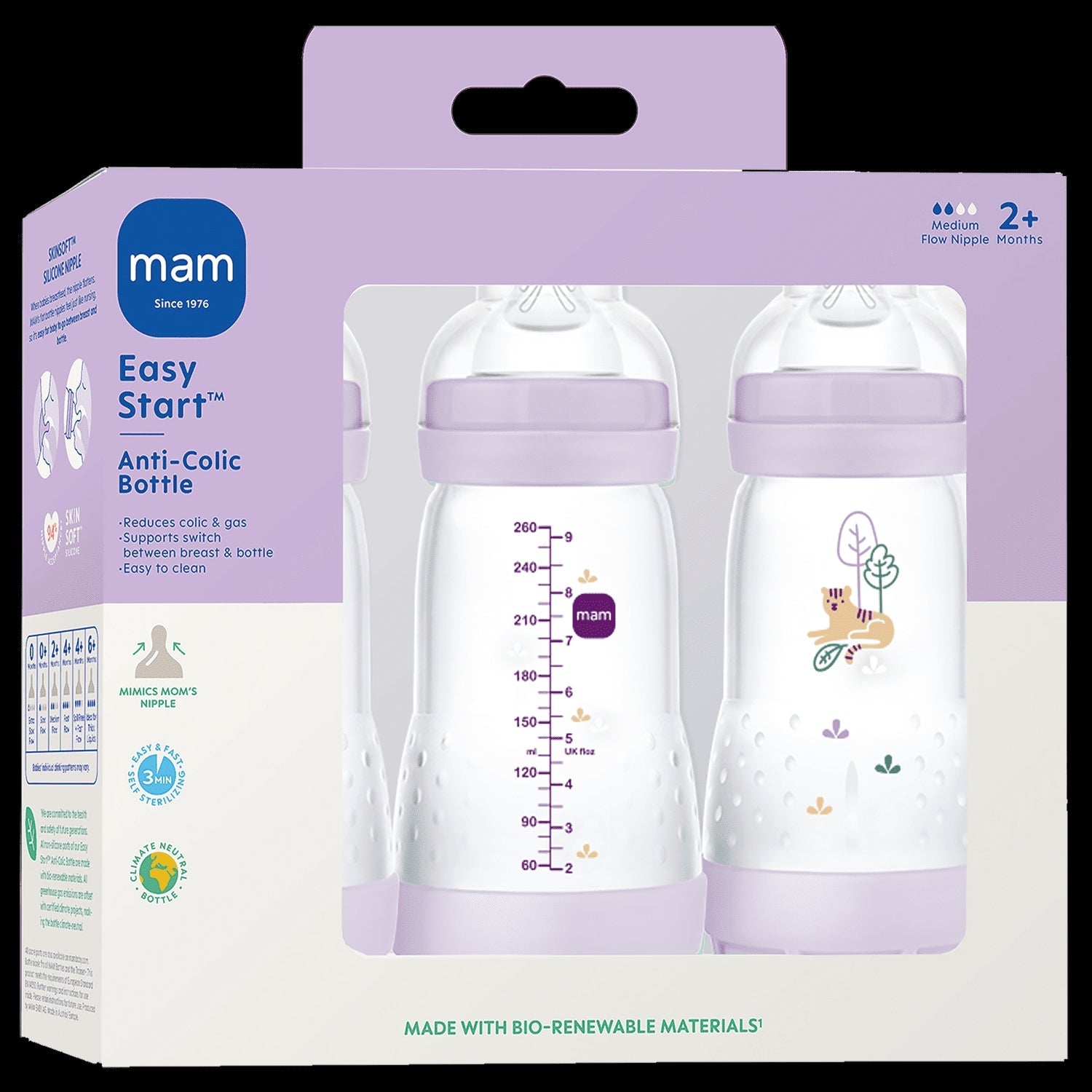 MAM Easy Start Anti Colic Bottle 9oz, 3 PK Girl