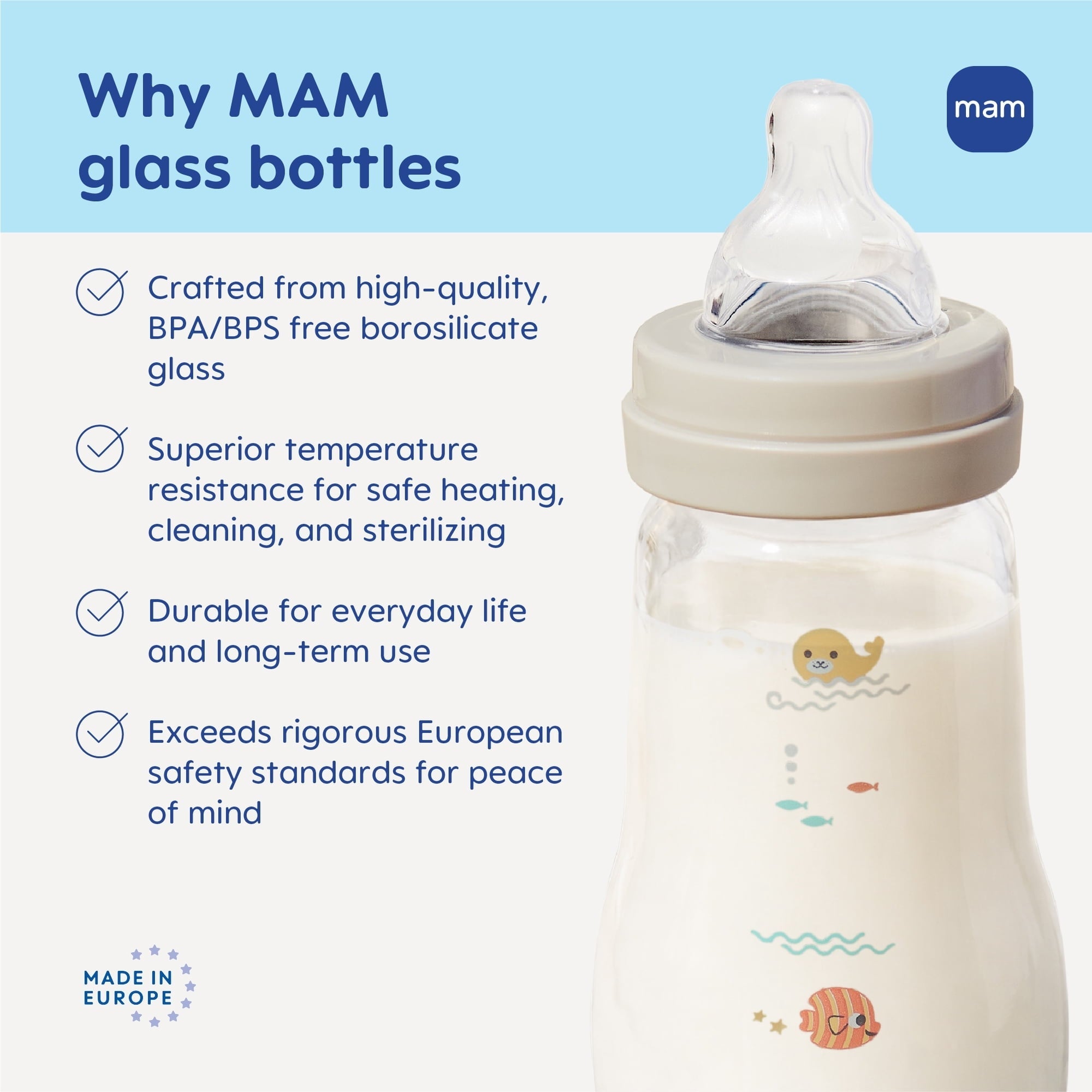 MAM Feel Good Glass Bottle 6oz, 1 PK, Unisex