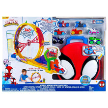 Spidey metal super set with track pieces, vehicle toys, and ball launcher dome