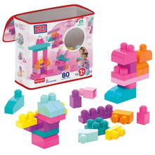 Colorful 80-piece building blocks with open Big Building Bag and loose pieces