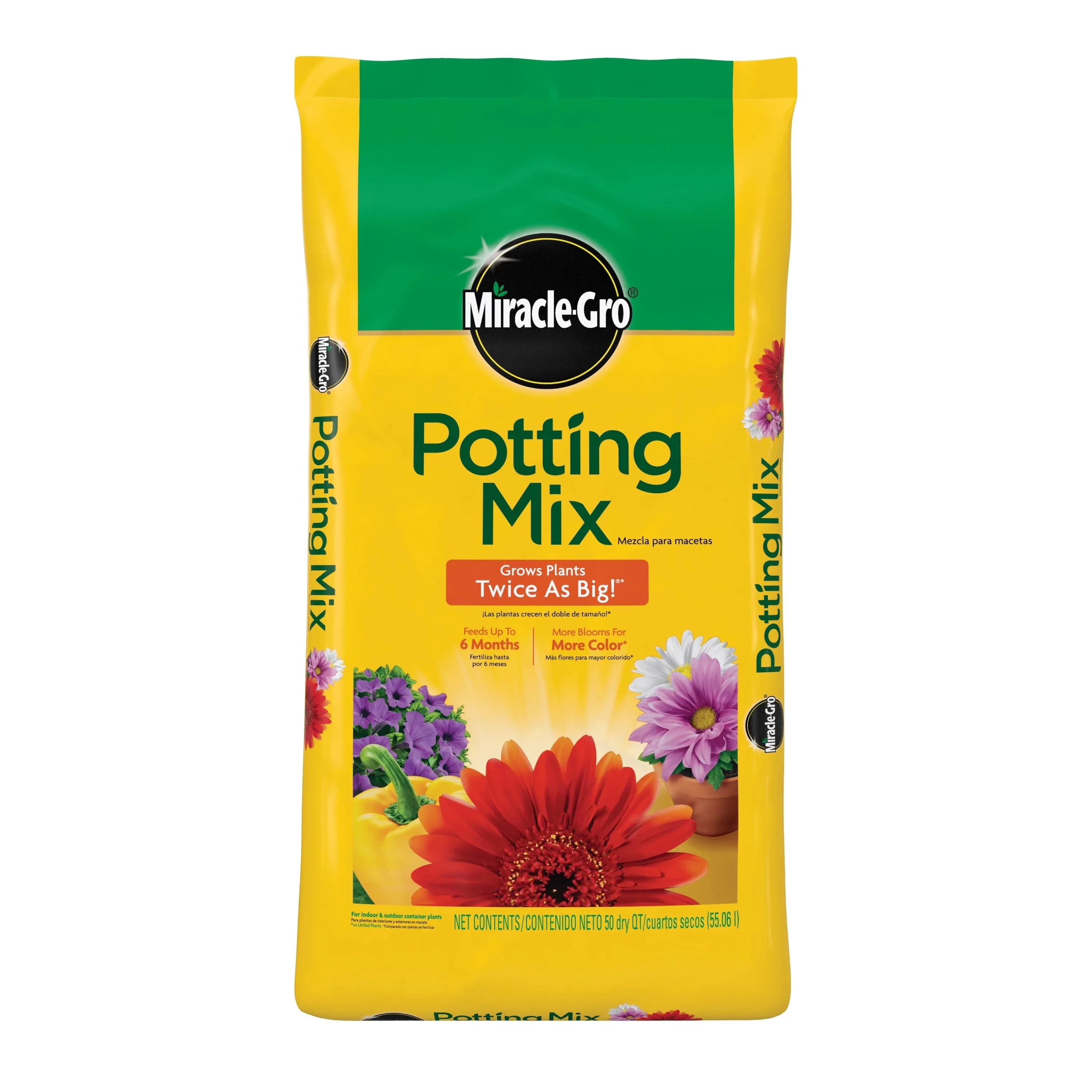 Miracle-Gro Potting Mix, For Indoor or Outdoor Potted Plants, Flowers, Shrubs, 8 qt. - USA MEGA SHOP