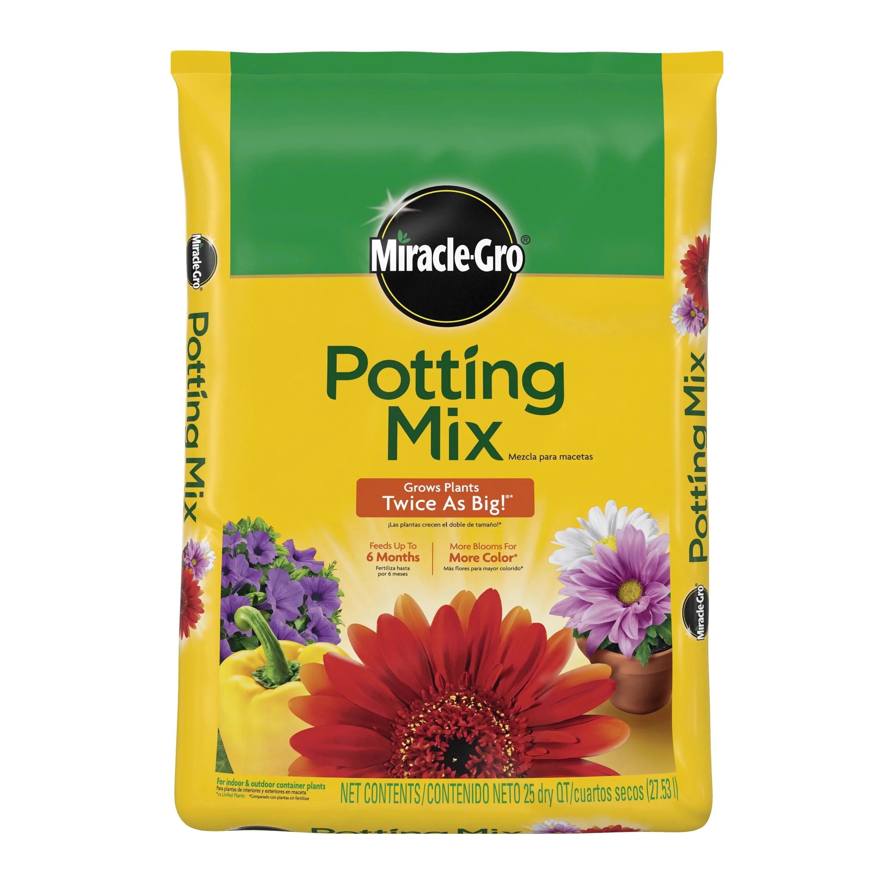 Miracle-Gro Potting Mix, For Indoor or Outdoor Potted Plants, Flowers, Shrubs, 8 qt. - USA MEGA SHOP