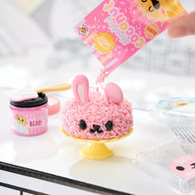 Pink bunny resin mini figure on pedestal with berry jar and mini accessory pack