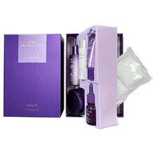 MISSHA Time Revolution night repair set with open box and mini bottles, cream jar, tube