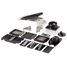 Vegetable chopper and slicer kit with container, blades, and grater attachments