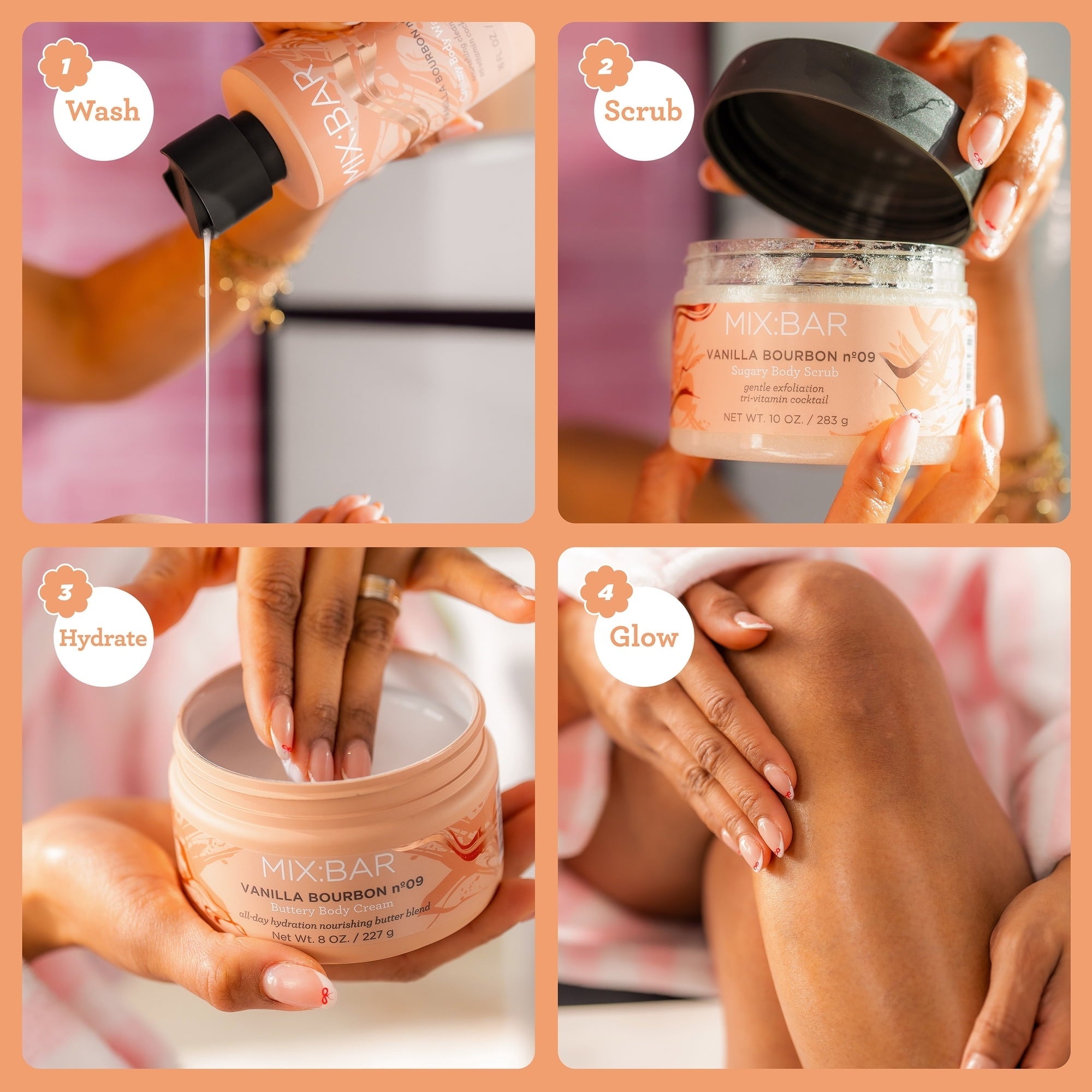 MIX:BAR Vanilla Bourbon Body Wash with Vitamin E and Niacinamide, 16fl oz