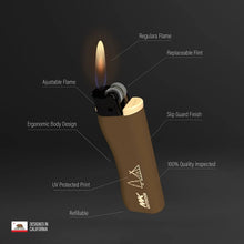 Eco pocket lighter in brown with flame